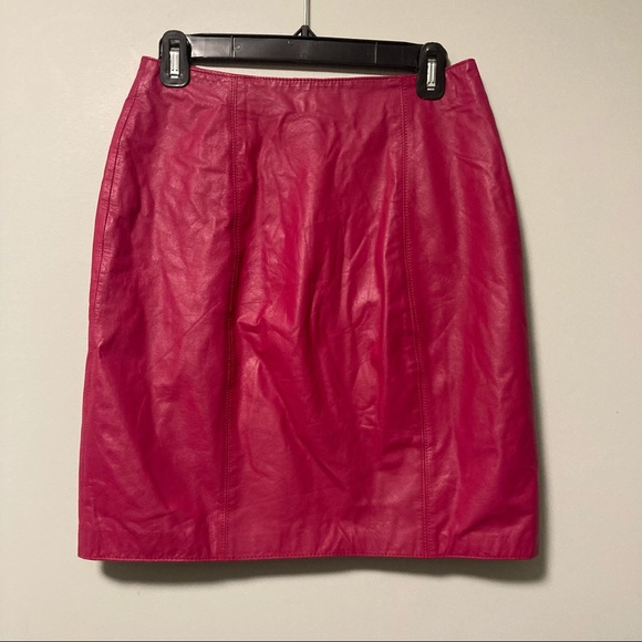Vintage pink barbiecore leather zip skirt - Picture 4 of 5